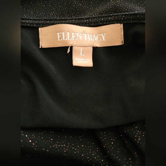 Ellen Tracy Black gold glitter Stretch Sleeveless Midi Dress-Size Large - Picture 5 of 5